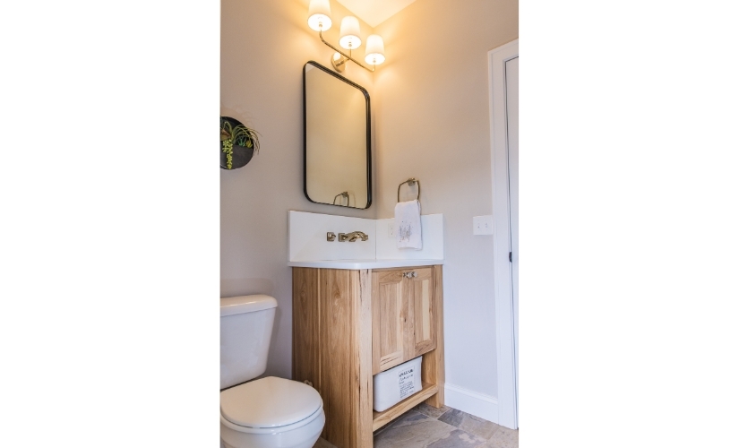 Refined Rustic Contemporary Powder Room Bathroom near Brighton Michigan